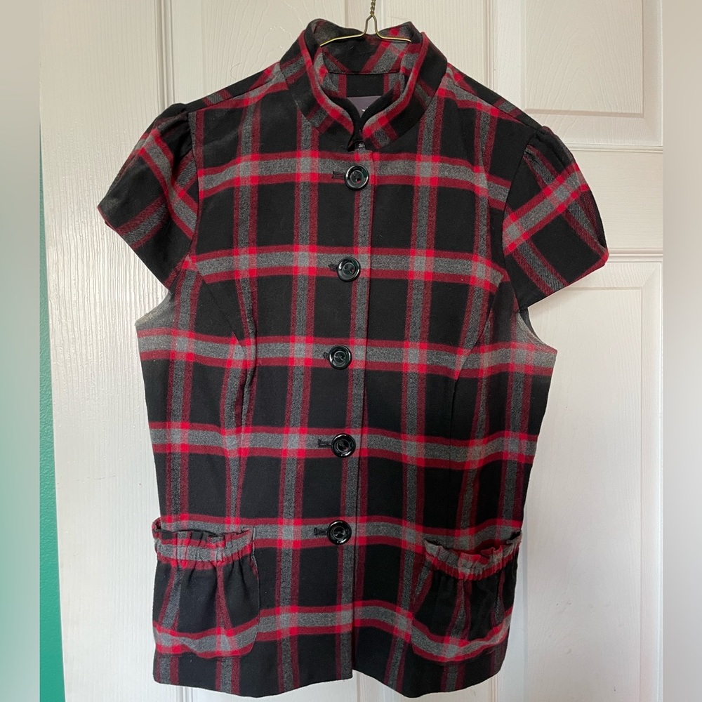 Plaid Blazer Blouse Top